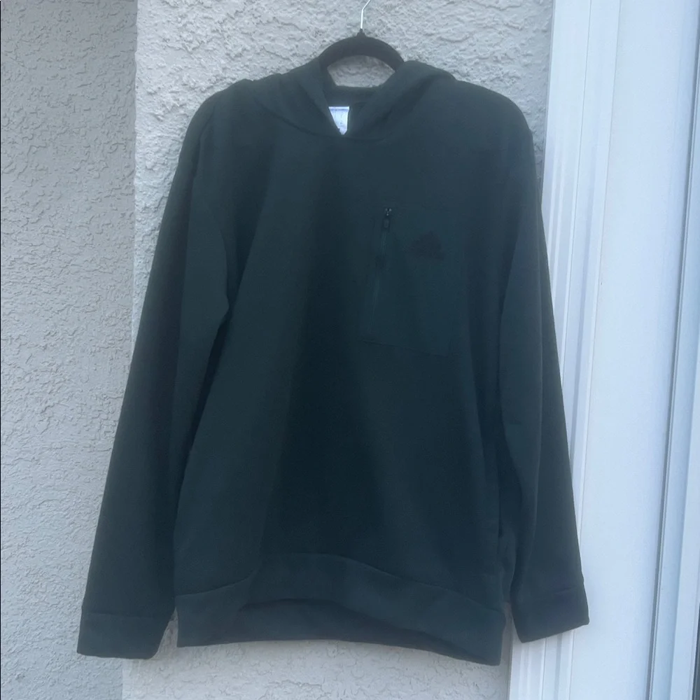 Adidas Men's Dark Green Hoodie Sweatshirt w Zipper Pocket Size L